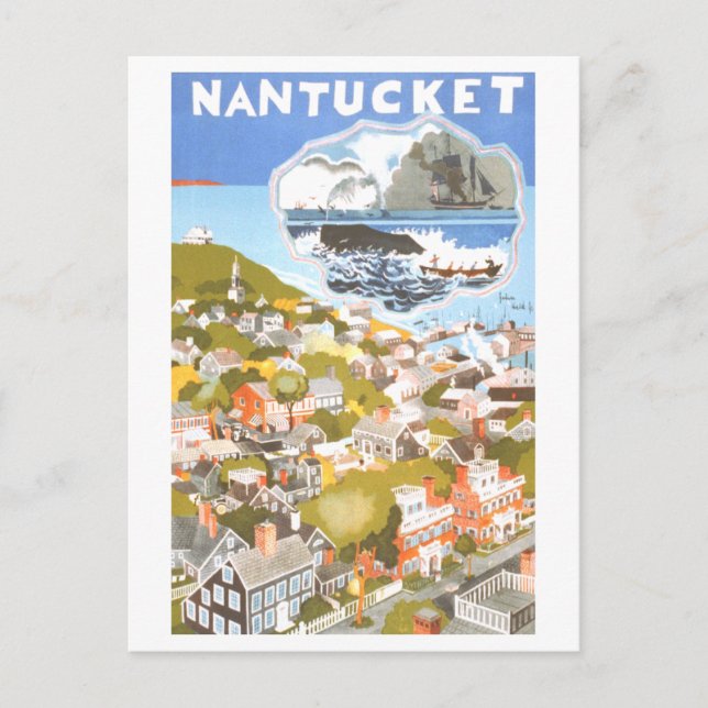 Vintage Nantucket Travel Poster Vykort (Framsida)