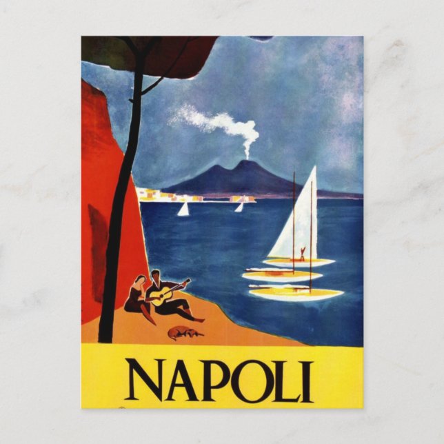 Vintage Napoli reser kärlekromantik Vykort (Framsida)