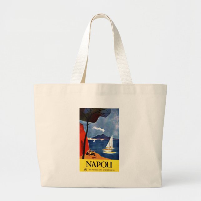 Vintage Napoli Travel Kärlek Romantik Jumbo Tygkasse (Framsidan)