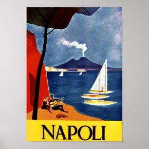 Vintage Napoli Travel Kärlek Romantik Poster