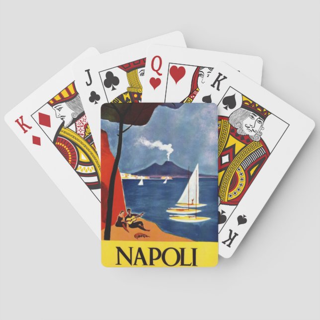 Vintage Napoli Travel Kärlek Romantik Spelkort (Baksidan)