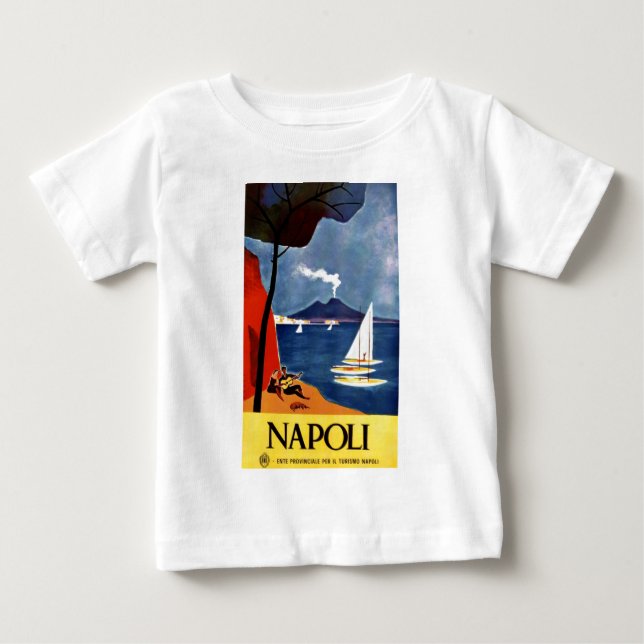 Vintage Napoli Travel Kärlek Romantik Tee (Framsida)