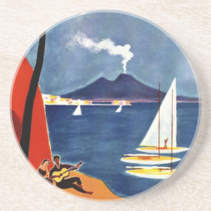 Vintage Napoli Travel Kärlek Romantik Underlägg Sandsten