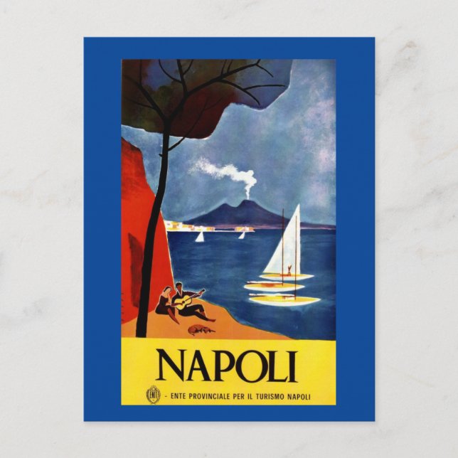 Vintage Napoli Travel Kärlek Romantik Vykort (Framsida)