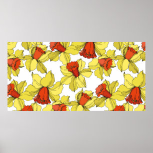 vintage Narcissus blommigt botaniska blommor Gult Poster
