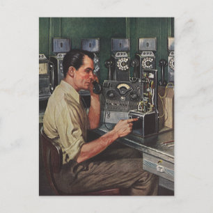 Vintage näringsliv, betaltelefon reparatör vykort