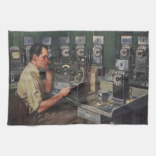 Vintage näringsliv, betaltelefonreparatör kökshandduk