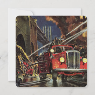 Vintage näringsliv, brandmän brandbilar