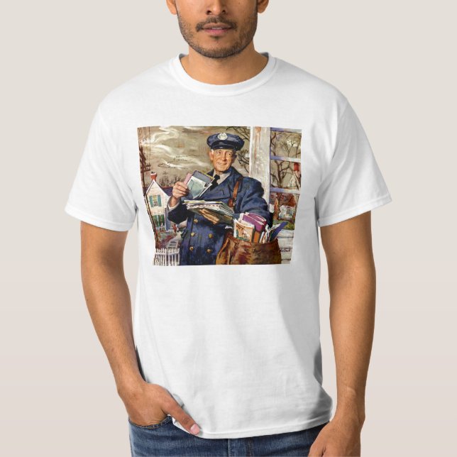 Vintage näringsliv, brevbärare som levererar post  tee shirt (Framsida)