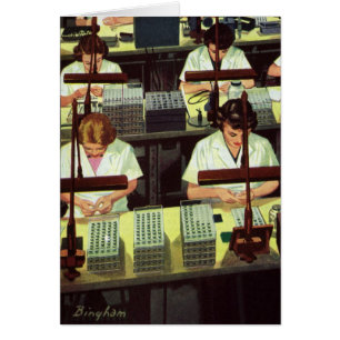 Vintage näringsliv, telefonmonteringsarbetare hälsningskort