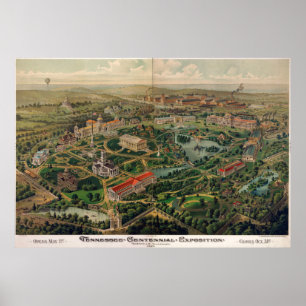 Vintage Nashville Centennial Park Karta (1897) Poster