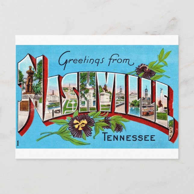 Vintage Nashville Hälsning vykort (Framsida)