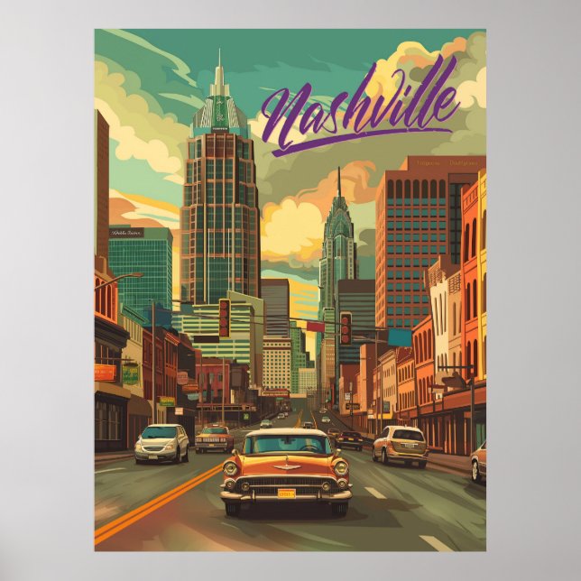 Vintage Nashville Travel Poster (Framsidan)