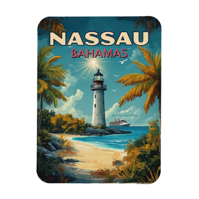 Vintage Nassau Bahamas Magnet (Vertikal)