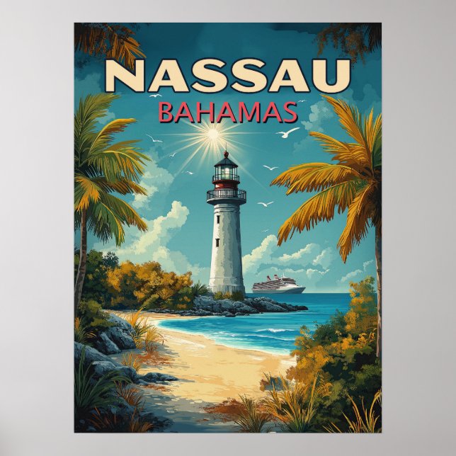 Vintage Nassau Bahamas Poster (Framsidan)