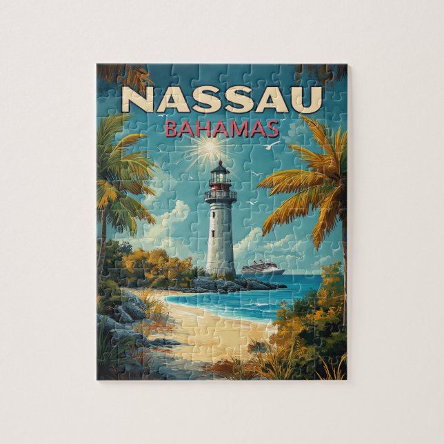 Vintage Nassau Bahamas Pussel (Vertikal)