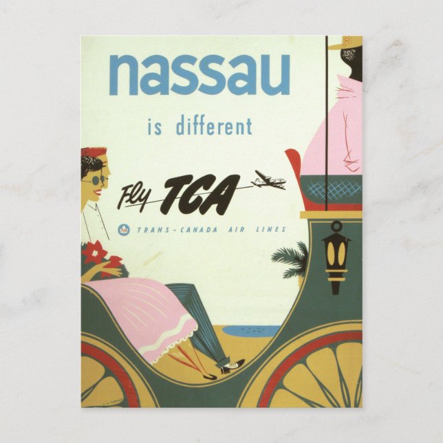 Vintage Nassau Bahamas Travel Vykort (Framsida)