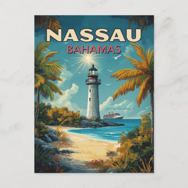 Vintage Nassau Bahamas Vykort (Framsida)