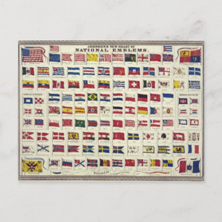 Vintage National Flaggor Chart - skapat 1863 Vykort