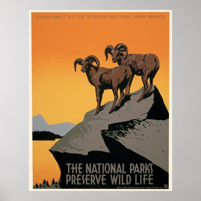 Vintage National Parker Wildlife WPA Poster (Framsidan)