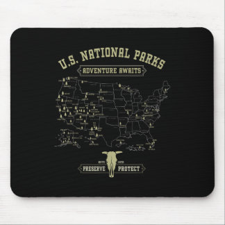 Vintage Nationalparker Karta - Amerikansk Vandring Musmatta