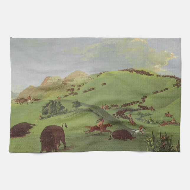 Vintage Native America, Buffalo Chase by Catlin Kökshandduk (Horisontell)