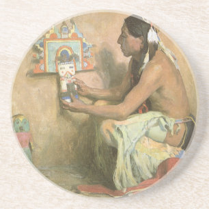 Vintage Native America, Hopi Katchina by Couse Underlägg Sandsten
