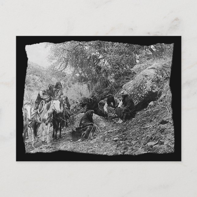 Vintage Native American Apache Storytell Vykort (Framsida)