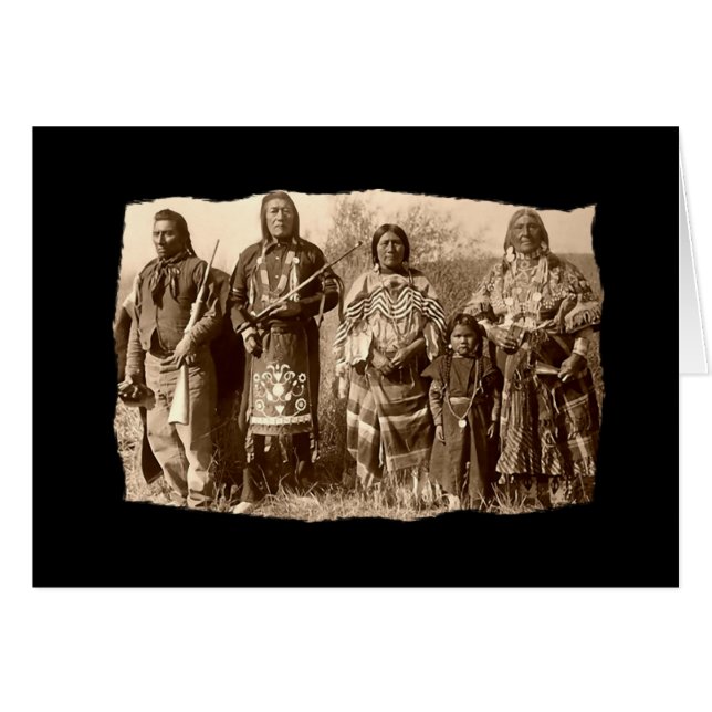 Vintage Native American Bannock Hälsningskort (Framsidan Horizontal)