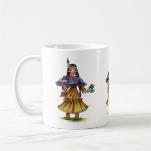 Vintage Native American i traditionell klänning Kaffemugg
