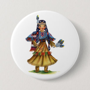 Vintage Native American i traditionell klänning Knapp