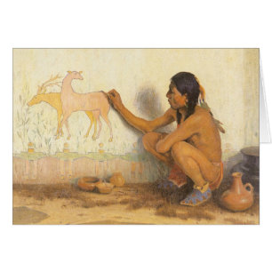 Vintage Native American, Indian Artist by Couse Hälsningskort