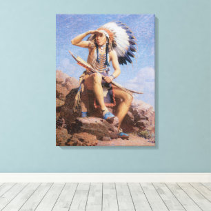 Vintage Native American Indian, The Scout av Leigh Canvastryck