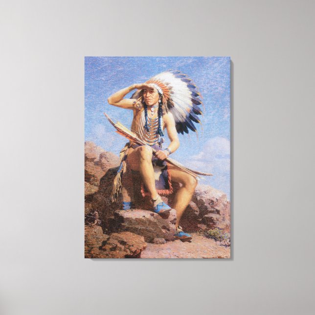 Vintage Native American Indian, The Scout av Leigh Canvastryck (Framsida)