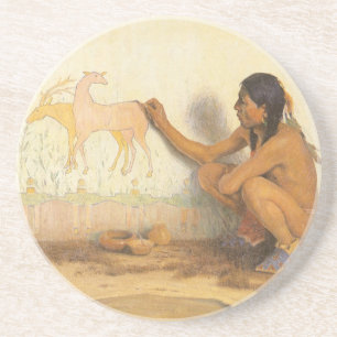 Vintage Native American, indiansk konstnär av Cous Underlägg