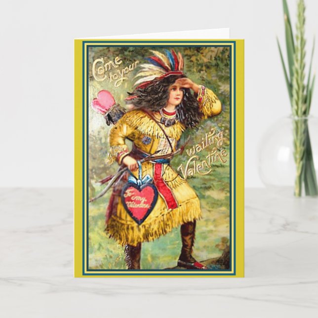 Vintage Native American Valentine Helgkort (Framsida)