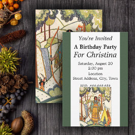Vintage Native American Woman Village Birthday Inbjudningar