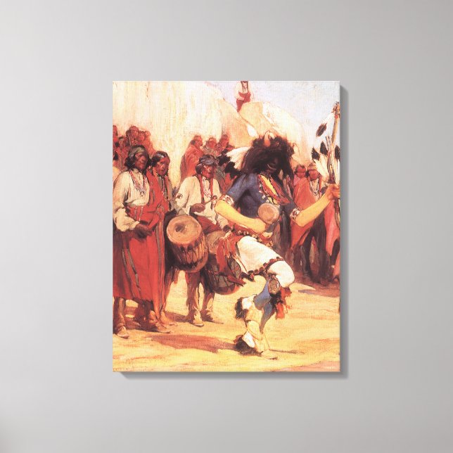 Vintage Native Americans Buffalo Dancer av Cassidy Canvastryck (Framsida)
