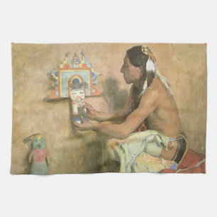 Vintage Native Americans, Hopi Katchina av Couse Kökshandduk