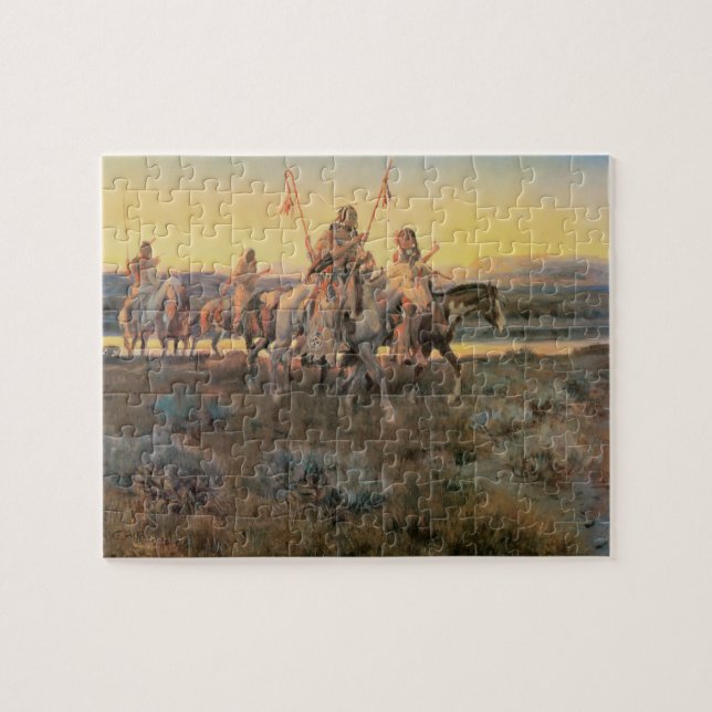 Vintage Native Americans, Piegans av CM Russell Pussel (Horisontell)