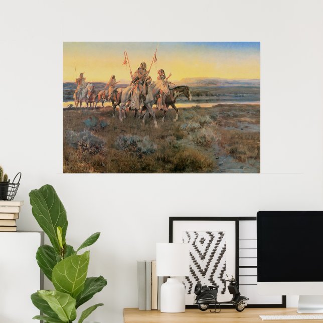 Vintage Native Amerika, Piegans av CM Russell Poster (Hemmakontoret)
