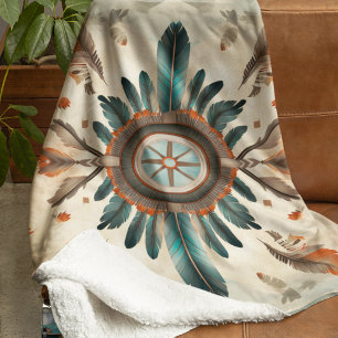 Vintage Native Feather Retro Dream Catcher Mönster Fleecefilt