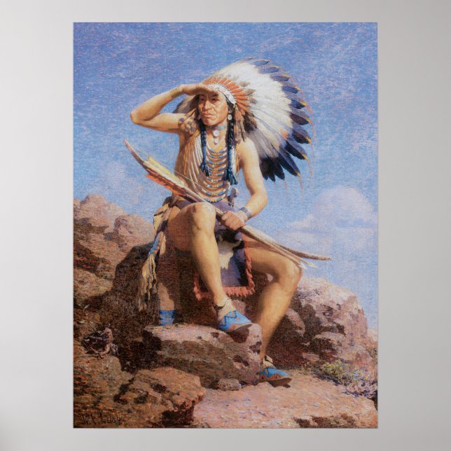 Vintage Native Indian, Leigh-skouten Poster (Framsidan)