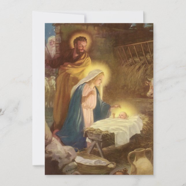 Vintage Nativitet, inbjudan till julfest (Framsida)