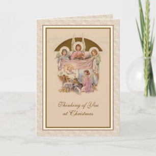 Vintage Nativitet Jesus Religiösa Änglar Kort