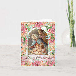 Vintage Nativitetsbild, sorterad efter poinsettime Tack Kort