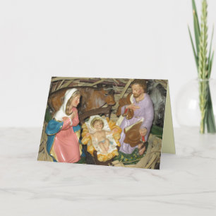 Vintage Nativitetshanteraren Scene-julkort Helgkort