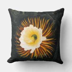 Vintage Nattblommande Cereus Gotisk Konst Kudde