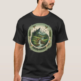 Vintage natur landskapsbild bergsscen t shirt