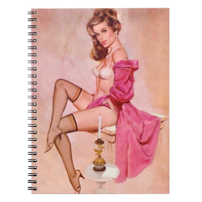 Vintage Naughty Älskarinna Pin Up Anteckningsbok (Framsidan)